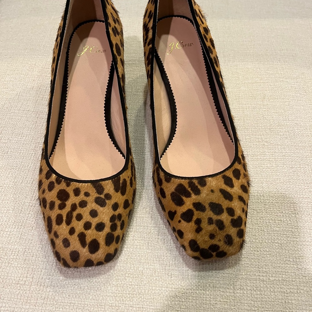 J. Crew Brown and Black leopard fur  Heels